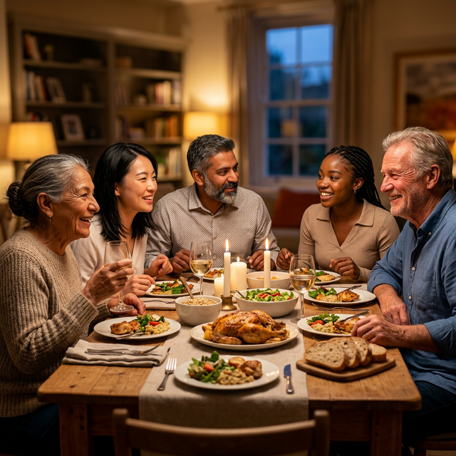 AI generated group of people in a consistent setting